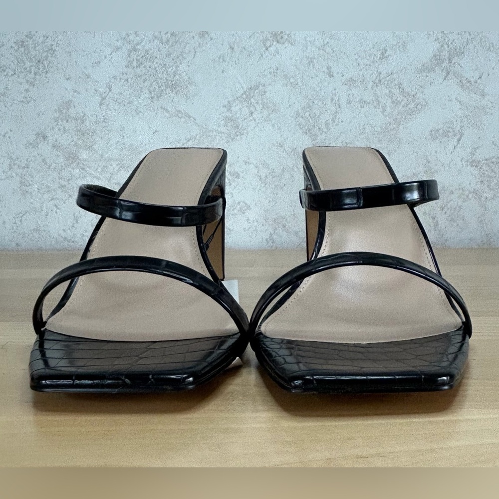 The Drop Avery Black Croc Embossed Heeled Sandals Size 13 NWT Box - Picture 4 of 11